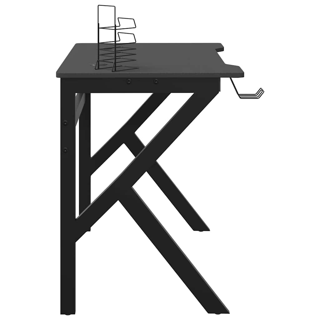 Scrivania da Gaming con Gambe a K Nera 90x60x75 cm - homemem39