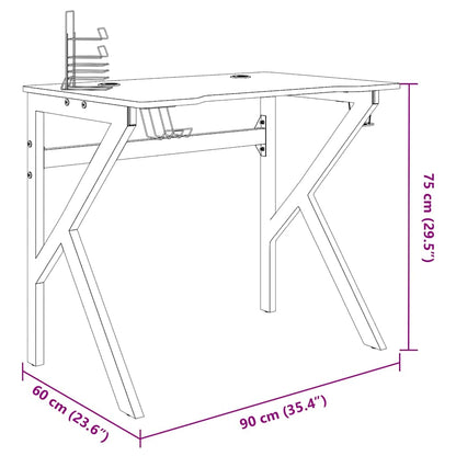 Scrivania da Gaming con Gambe a K Nera 90x60x75 cm - homemem39
