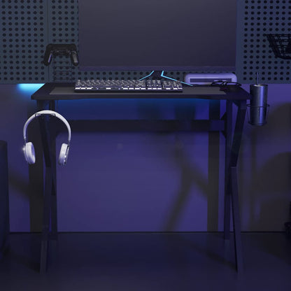 Scrivania da Gaming con Gambe a K Nera 90x60x75 cm
