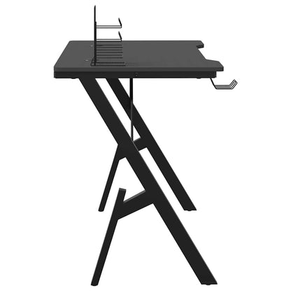 Scrivania da Gaming con Gambe a Y Nera 90x60x75 cm