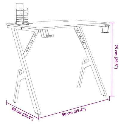 Scrivania da Gaming con Gambe a Y Nera 90x60x75 cm
