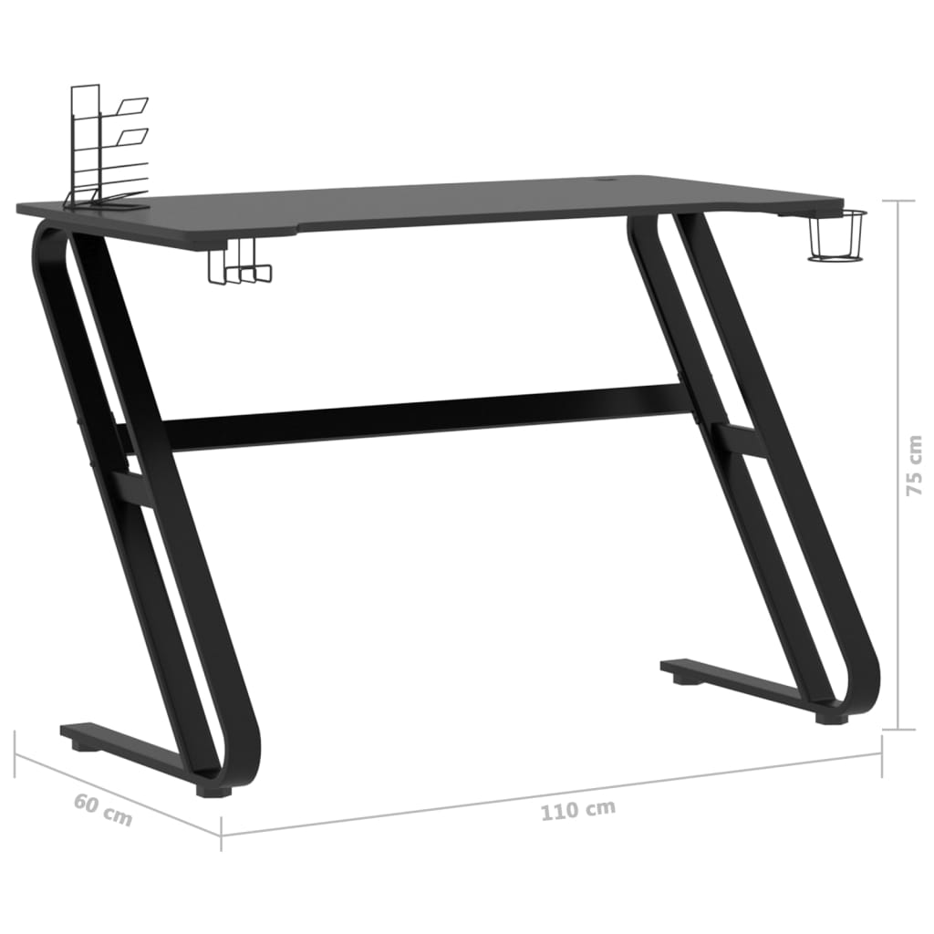 Scrivania da Gaming con Gambe a ZZ Nera 110x60x75 cm