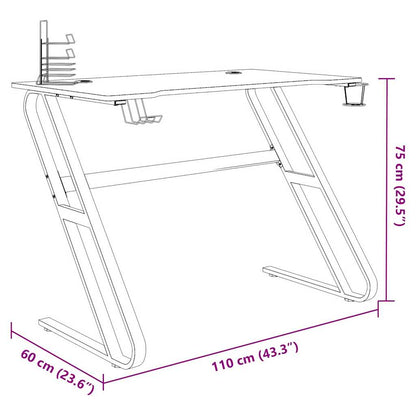 Scrivania da Gaming con Gambe a ZZ Nera 110x60x75 cm - homemem39
