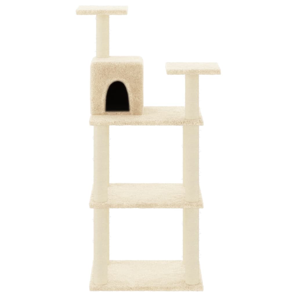 Albero per Gatti con Tiragraffi in Sisal Crema 118,5 cm | homemem39