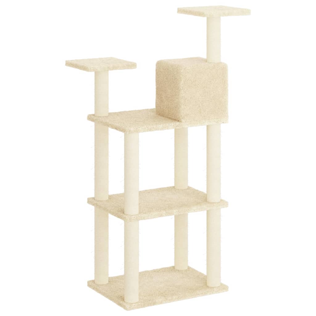 Albero per Gatti con Tiragraffi in Sisal Crema 118,5 cm | homemem39