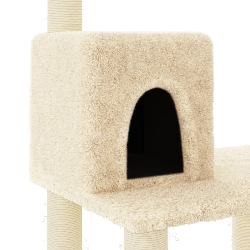 Albero per Gatti con Tiragraffi in Sisal Crema 118,5 cm | homemem39