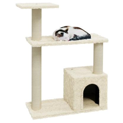 Albero per Gatti con Tiragraffi in Sisal Crema 70 cm | homemem39
