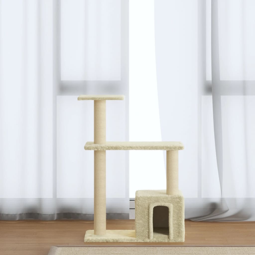 Albero per Gatti con Tiragraffi in Sisal Crema 70 cm | homemem39
