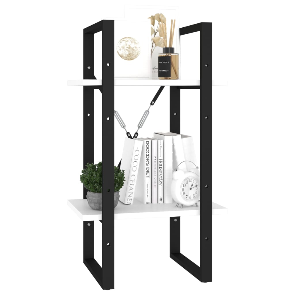 Libreria a 2 Ripiani Bianca 40x30x70 cm in Legno Multistrato | homemem39