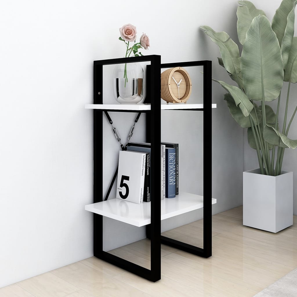 Libreria a 2 Ripiani Bianca 40x30x70 cm in Legno Multistrato | homemem39