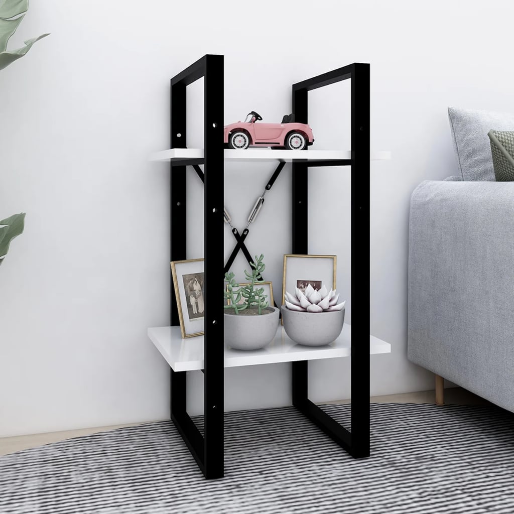 Libreria a 2 Ripiani Bianca 40x30x70 cm in Legno Multistrato | homemem39