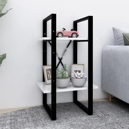 Libreria a 2 Ripiani Bianca 40x30x70 cm in Legno Multistrato | homemem39