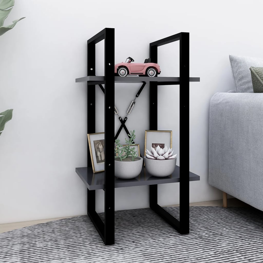 Libreria a 2 Ripiani Grigia 40x30x70 cm in Legno Multistrato | homemem39