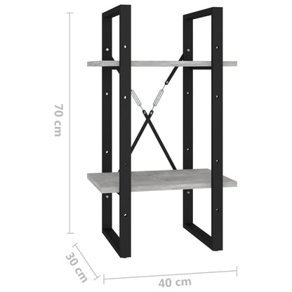 Libreria 2 Ripiani Grigio Cemento 40x30x70 cm Legno Multistrato | homemem39