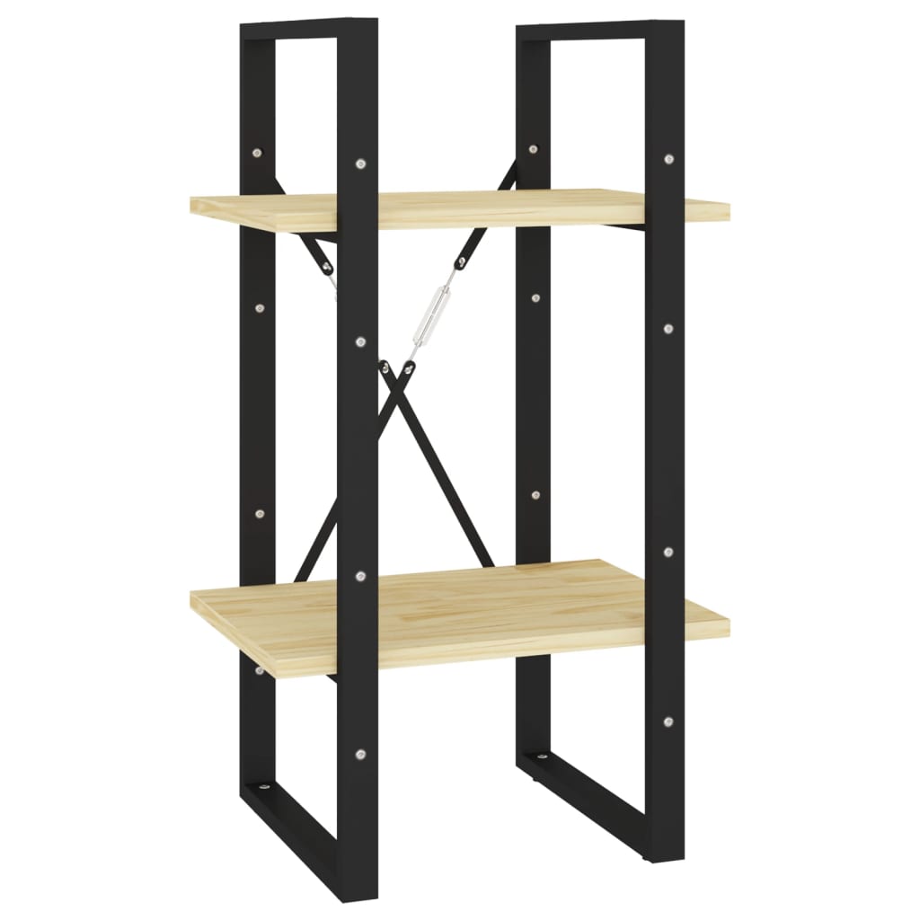 Libreria a 2 Ripiani 40x30x70 cm in Legno Massello di Pino | homemem39