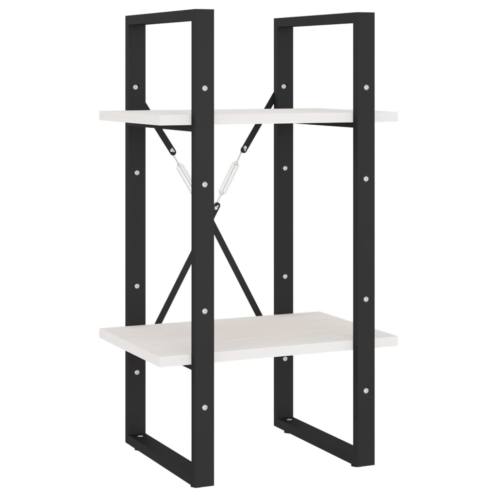 Libreria a 2 Ripiani Bianca 40x30x70 cm in Massello di Pino | homemem39