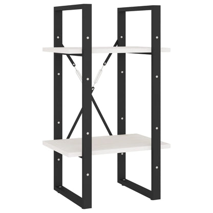 Libreria a 2 Ripiani Bianca 40x30x70 cm in Massello di Pino | homemem39