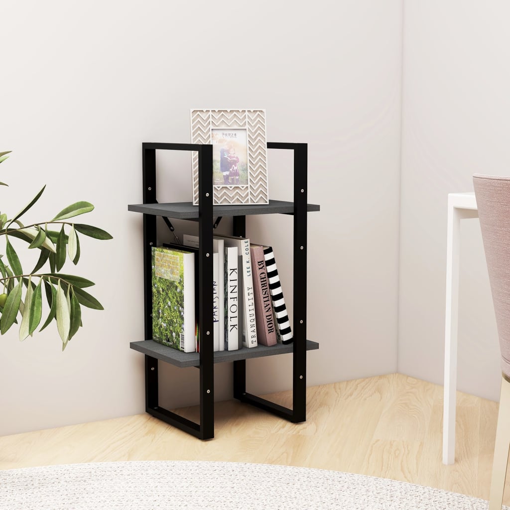 Libreria a 2 Ripiani Grigia 40x30x70 cm in Massello di Pino | homemem39