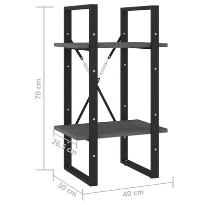 Libreria a 2 Ripiani Grigia 40x30x70 cm in Massello di Pino | homemem39