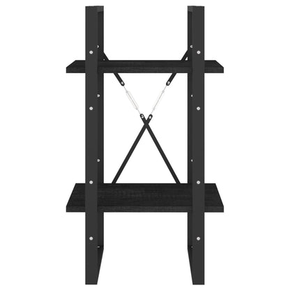 Libreria a 2 Ripiani Nera 40x30x70 cm in Massello di Pino - homemem39