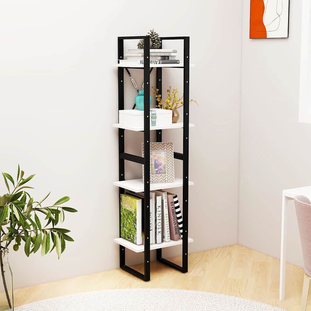 Libreria a 4 Ripiani Bianca 40x30x140 cm in Massello di Pino