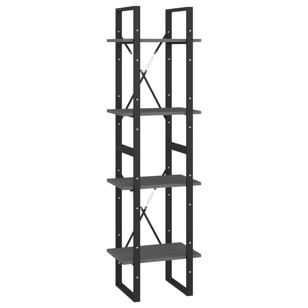 Libreria a 4 Ripiani Grigia 40x30x140 cm in Massello di Pino | homemem39