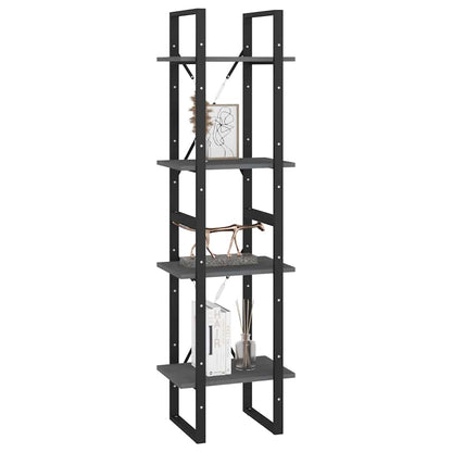 Libreria a 4 Ripiani Grigia 40x30x140 cm in Massello di Pino