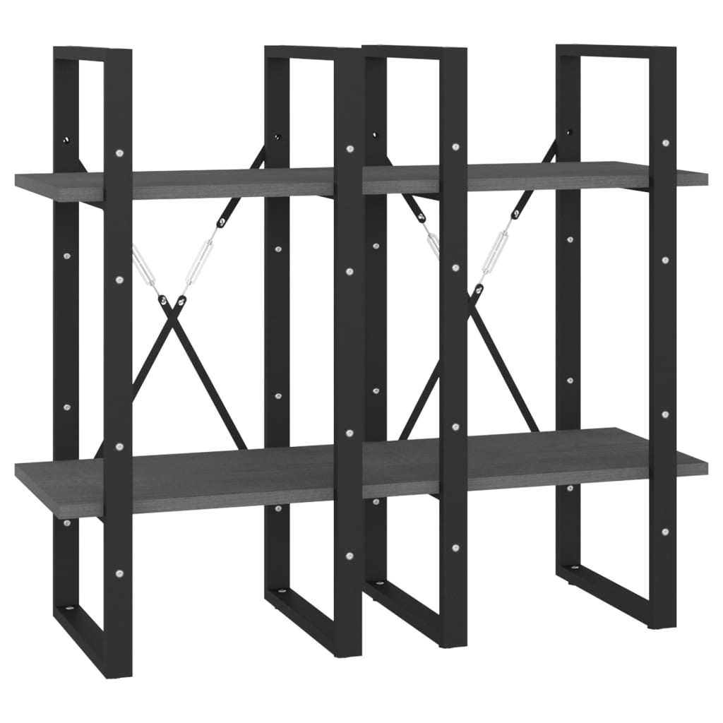 Libreria a 4 Ripiani Grigia 40x30x140 cm in Massello di Pino | homemem39