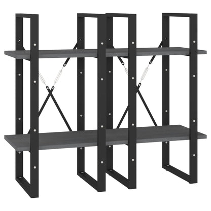 Libreria a 4 Ripiani Grigia 40x30x140 cm in Massello di Pino | homemem39