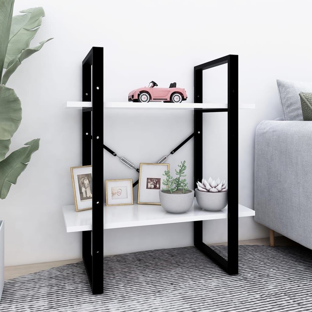Libreria a 2 Ripiani Bianca 60x30x70 cm in Legno Multistrato | homemem39