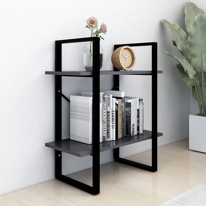 Libreria a 2 Ripiani Grigia 60x30x70 cm in Legno Multistrato | homemem39