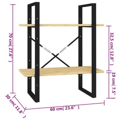 Libreria a 2 Ripiani 60x30x70 cm in Legno Massello di Pino | homemem39
