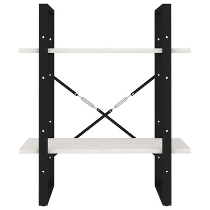 Libreria a 2 Ripiani Bianca 60x30x70 cm in Massello di Pino