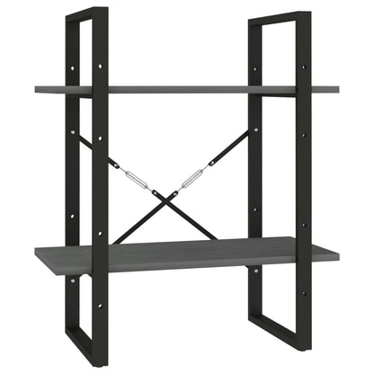 Libreria a 2 Ripiani Grigia 60x30x70 cm in Massello di Pino | homemem39