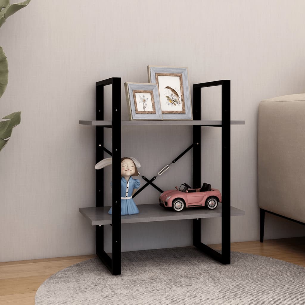Libreria a 2 Ripiani Grigia 60x30x70 cm in Massello di Pino | homemem39