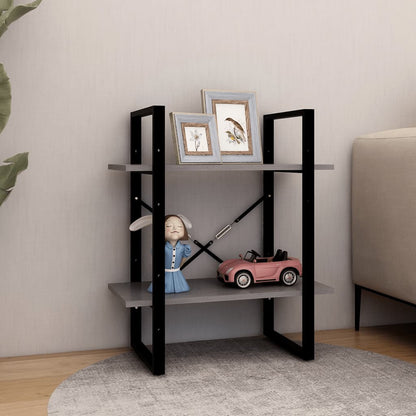 Libreria a 2 Ripiani Grigia 60x30x70 cm in Massello di Pino | homemem39
