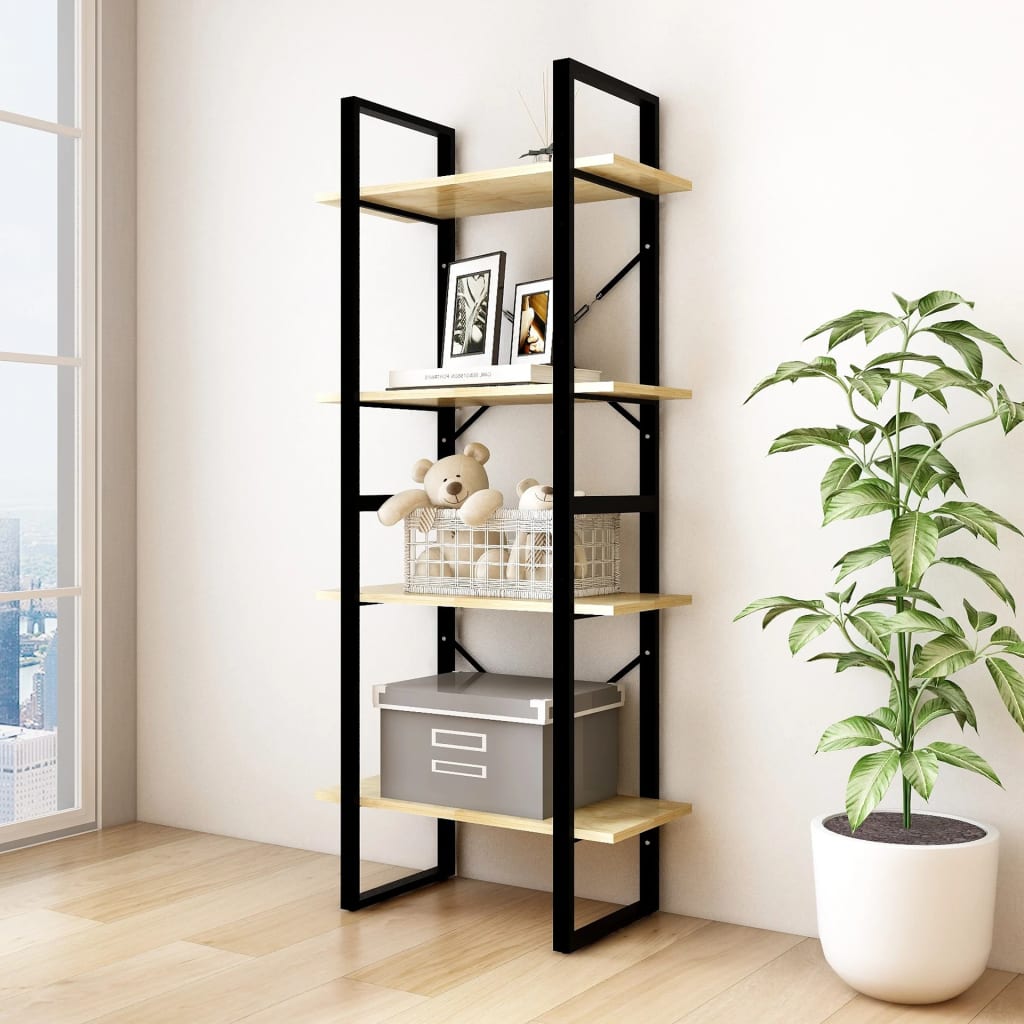 Libreria a 4 Ripiani 60x30x140 cm in Legno Massello di Pino | homemem39