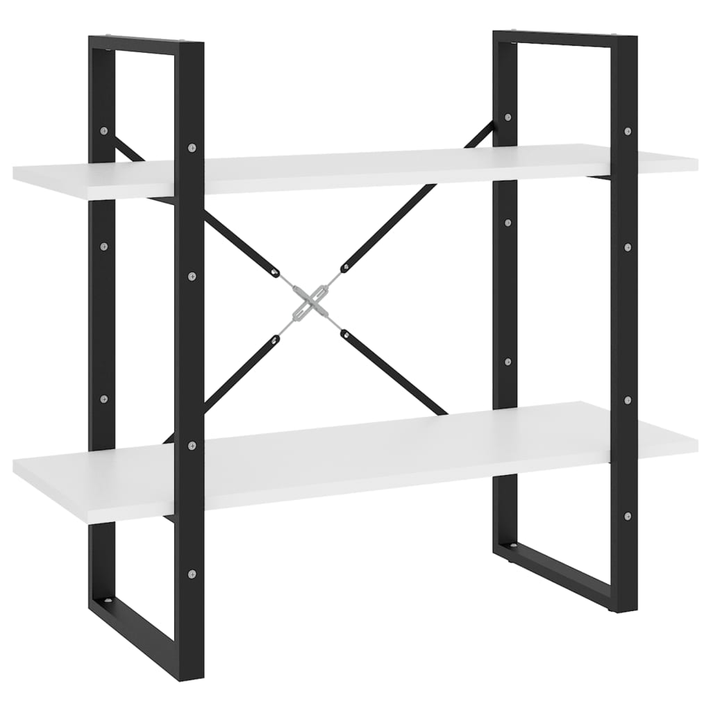 Libreria a 2 Ripiani Bianca 80x30x70 cm in Legno Multistrato | homemem39