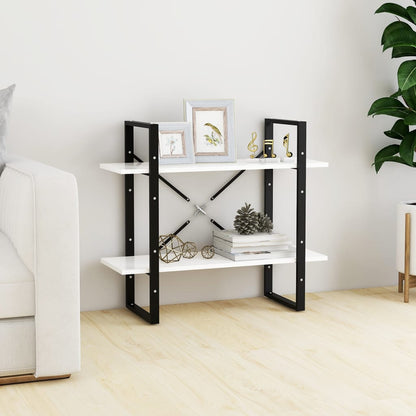 Libreria a 2 Ripiani Bianca 80x30x70 cm in Legno Multistrato | homemem39