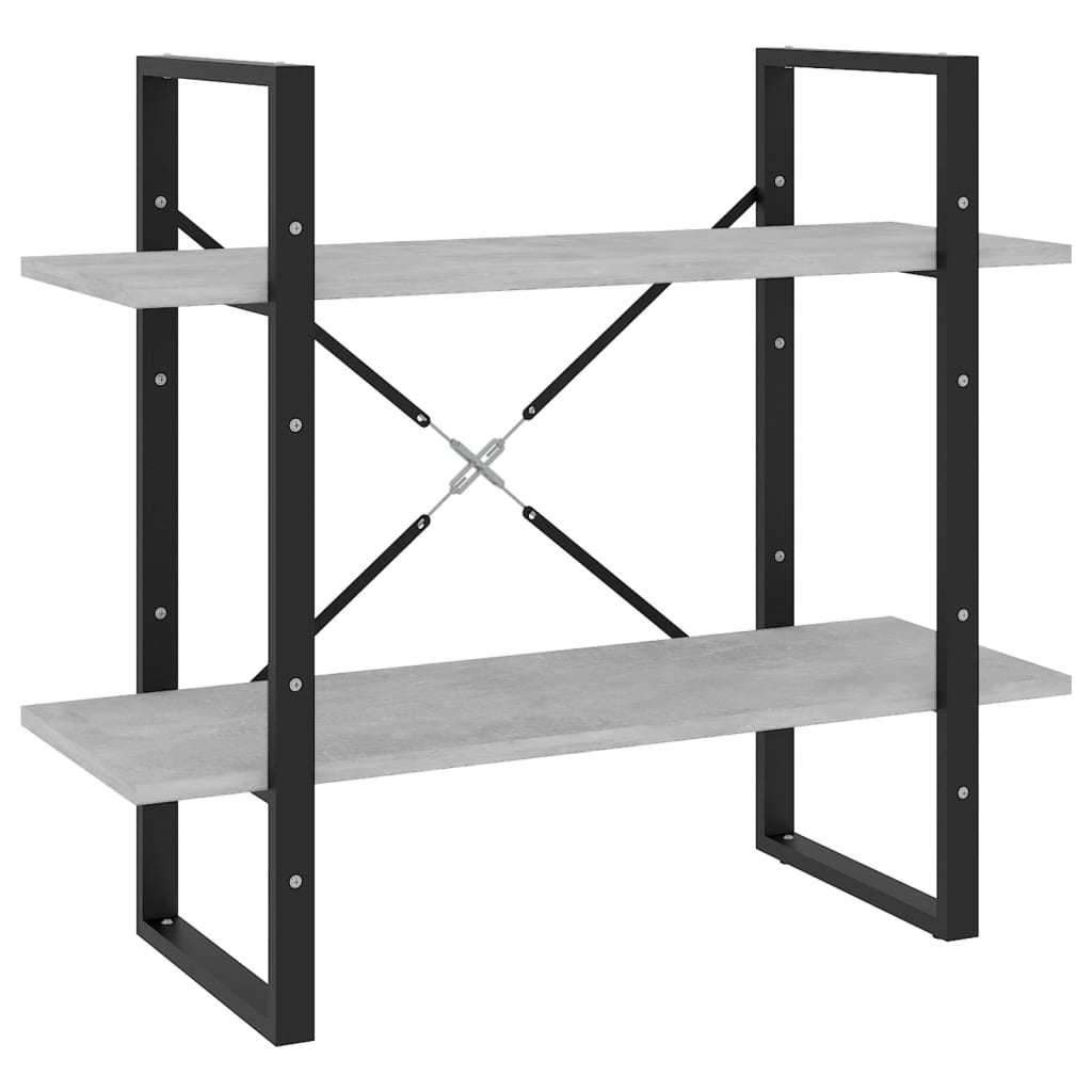 Libreria 2 Ripiani Grigio Cemento 80x30x70 cm Legno Multistrato | homemem39