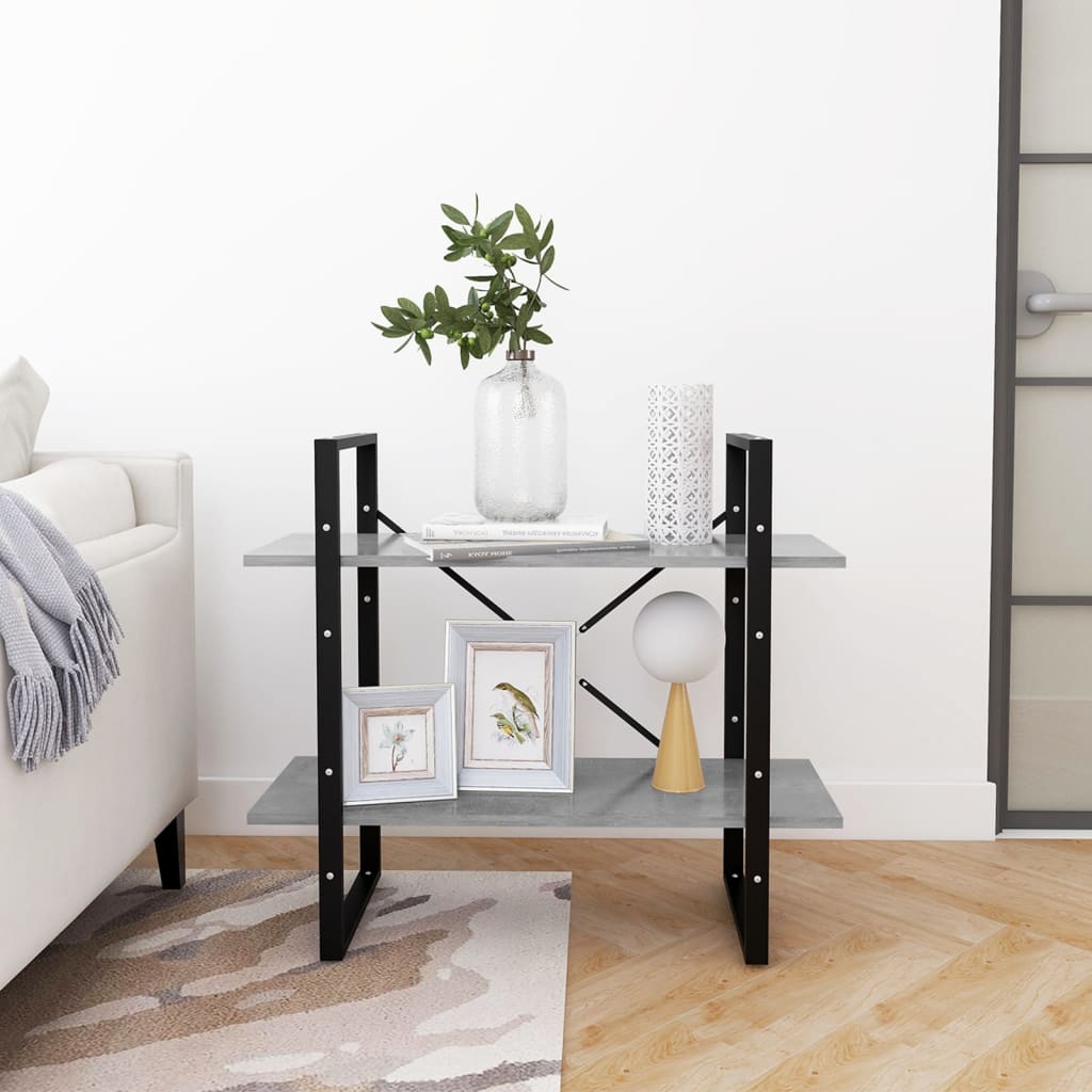 Libreria 2 Ripiani Grigio Cemento 80x30x70 cm Legno Multistrato | homemem39