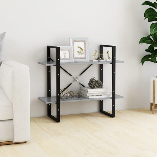 Libreria 2 Ripiani Grigio Cemento 80x30x70 cm Legno Multistrato | homemem39