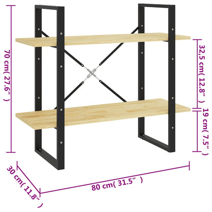 Libreria a 2 Ripiani 80x30x70 cm in Legno Massello di Pino | homemem39