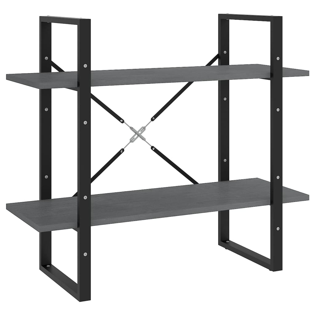 Libreria a 2 Ripiani Grigia 80x30x70 cm in Massello di Pino | homemem39
