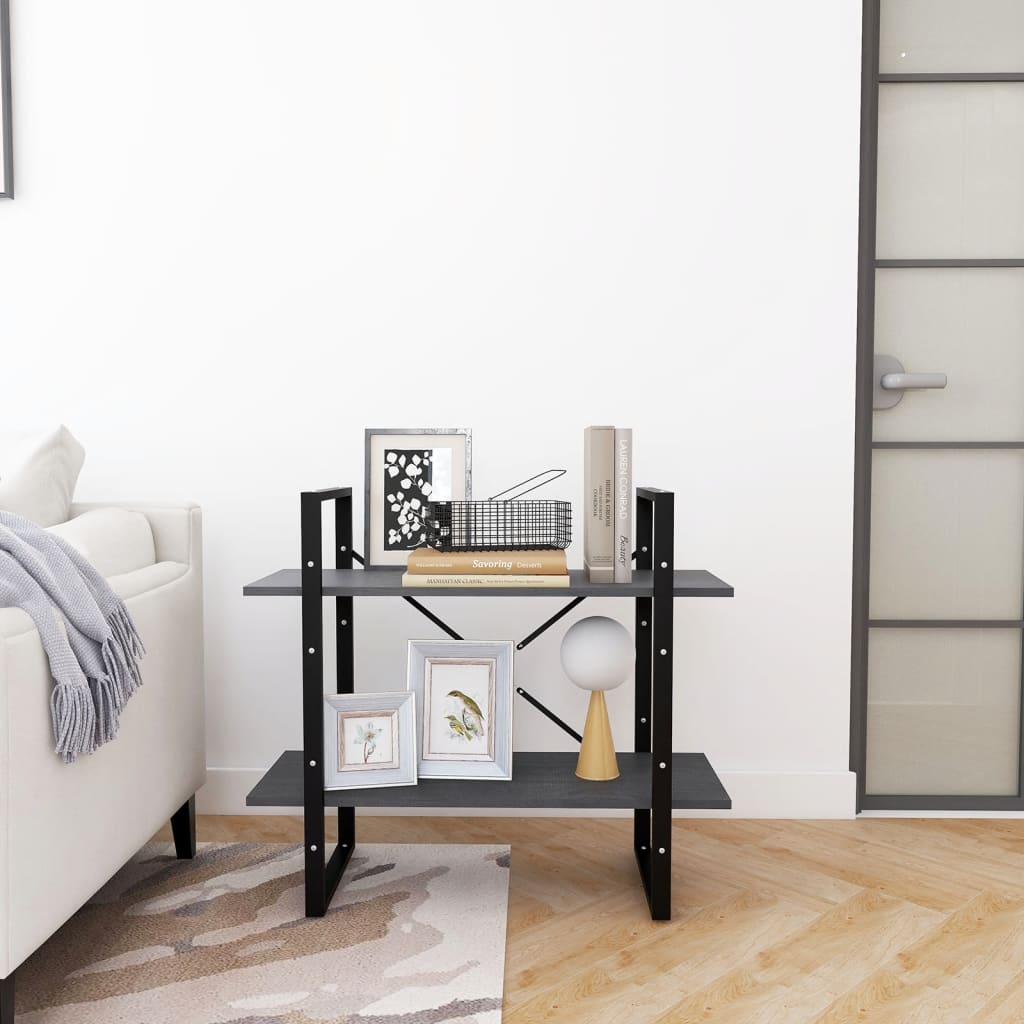 Libreria a 2 Ripiani Grigia 80x30x70 cm in Massello di Pino | homemem39