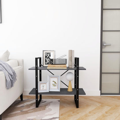 Libreria a 2 Ripiani Grigia 80x30x70 cm in Massello di Pino | homemem39