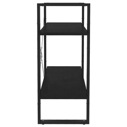 Libreria a 2 Ripiani Nera 80x30x70 cm in Massello di Pino