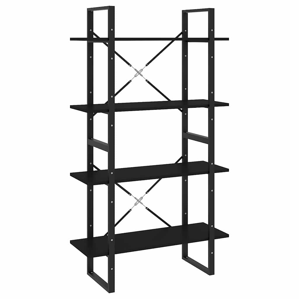 Libreria a 4 Ripiani Nera 80x30x140 cm in Legno Multistrato