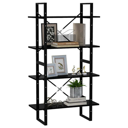 Libreria a 4 Ripiani Nera 80x30x140 cm in Legno Multistrato
