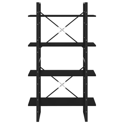 Libreria a 4 Ripiani Nera 80x30x140 cm in Legno Multistrato